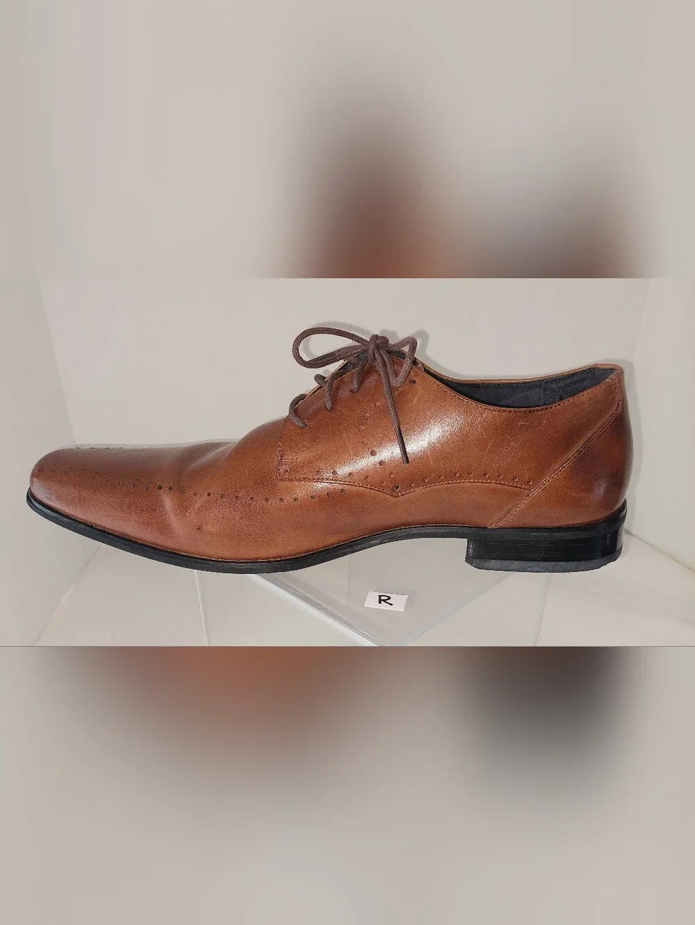 Stacy Adams Cognac Brown Leather Lace-Up Oxfords